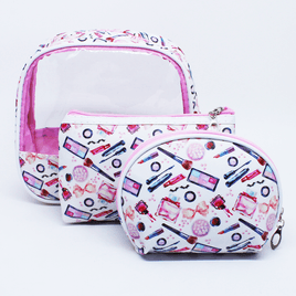 Kit 3 Necessaire Feminina Estampa  Maquiagem