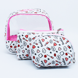 Kit 3 Necessaire Feminina Estampa  Maquiagem
