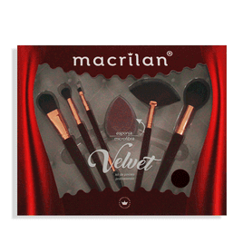 Kit de Pincéis Velvet Macrilan com 6 Peças