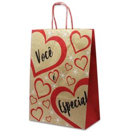 Kit 10 Sacolas Kraft Para Presente Você é especial 31,5x23,5x10cm