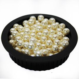 Perola Abs Meio Furo Cor Creme Pacote com 100 unidades