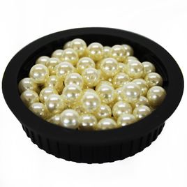 Perola Abs Meio Furo Cor Creme Pacote com 100 unidades