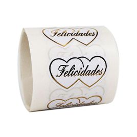 Rolo com 100 Etiquetas Lacre Para Presente Tema Felicidades