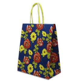 Kit 10 Sacolas Kraft Para Presente Chita Flores 21,5x17,5x8,5cm