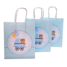 Kit 10 Sacolas Kraft Para Chá Revelação Azul ou Rosa Tam 21,5x17,5x8,5cm