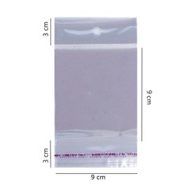 1000 Unidades saco Plástico Adesivado com Solapa 9x9+3 cm