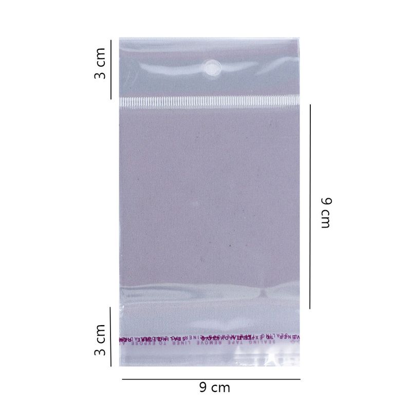 1000 Unidades saco Plástico Adesivado com Solapa 9x9+3 cm