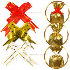 200 Unidades Laço Fácil Fio Dourado 12mm x 20cm Sortidos