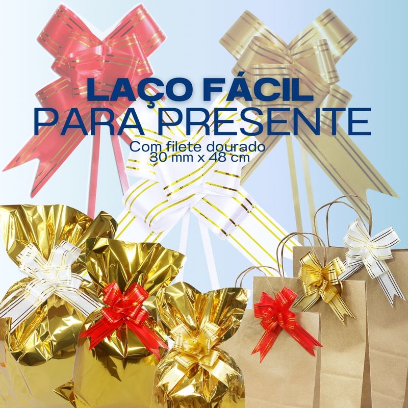 200-Unidades-Laco-Facil-Fio-Dourado-30mm-x-48cm-Sortidos