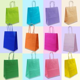Kit com 10 unidades Sacola de Papel para Presente Tamanho 21x17x8 Diversas Cores