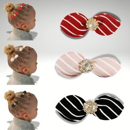 Kit com 12 Presilhas Lacinho para cabelo Modelo Listras