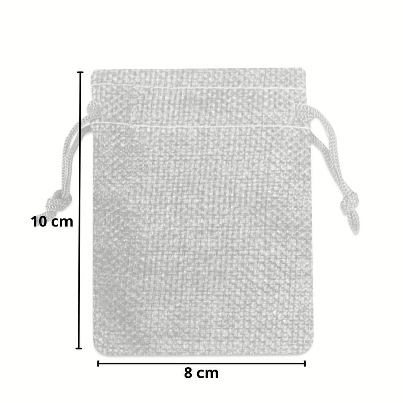 Kit com 10 Saquinhos de Juta 8x10 cm Cor Cinza com Cordão para Fechamento