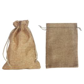 Kit com 10 Saquinhos de Juta 12x17 cm Cor Dourado com Cordão para Fechamento