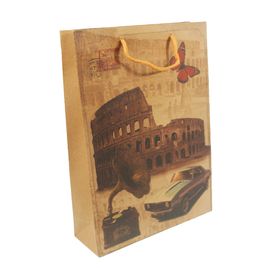 Kit 12 Unidades Sacolas Kraft 24,5x19x8 Estampa Coliseu