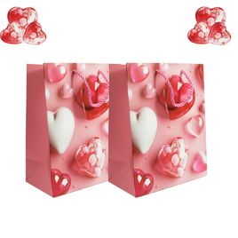 Kit com 12 Sacolas de Presente 23x18x10 cm Estampa Romantica