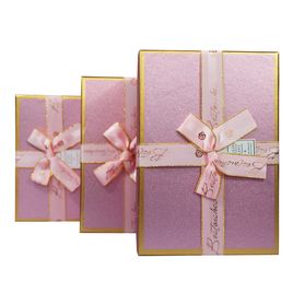 Kit 3 Peças Caixa Para Presente  Rosa Brilhante