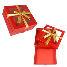 Caixa de Presente com Tampa de Visor Laço Dourado 11x22x22cm
