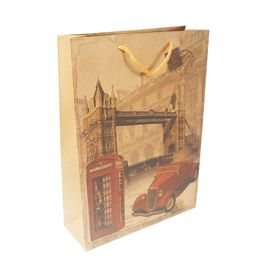 Kit 12 Unidades Sacolas Kraft 24x19x8cm Estampa Londres
