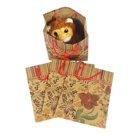Kit 12 Unidade Sacolas Kraft 24x19x8 cm  Flores