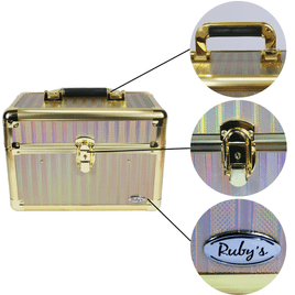 Maleta De Maquiagem Profissional marca Rubys Rosa e Dourado