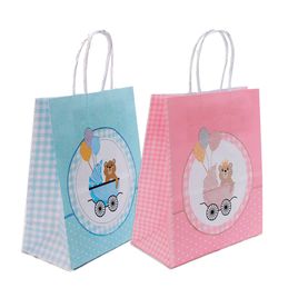 Kit 10 Sacolas Kraft Para Chá Revelação Azul ou Rosa Tam 21,5x17,5x8,5cm