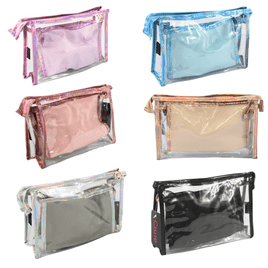 Kit  Necessaire Transparente com Bolsa Interna modelo Cisne
