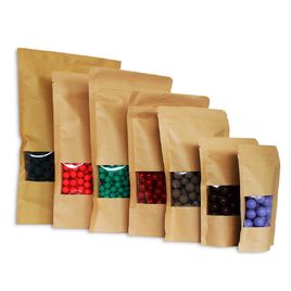 Kit 50 Sacos Stand Up Pouch 10x15 Kraft com Visor