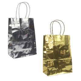 Kit 10 Sacolas Kraft Metalizado 26x19x9 cm Modelo Premium