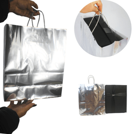 Kit 10 Sacolas Kraft Metalizado 32x26x13cm Modelo Premium