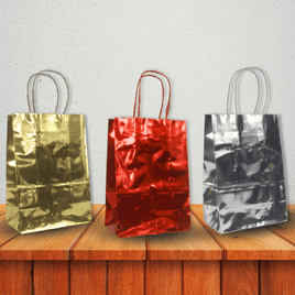 Kit 10 Sacolas Kraft Metalizado 26x19x9 cm Modelo Premium