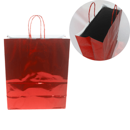 Kit 10 Sacolas Kraft Metalizado 32x26x13cm Modelo Premium