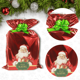 Kit 50 Sacos de presentes Laminado Natal 35x54 Listrado