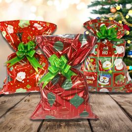 Kit 50 Sacos de presentes Laminado Natal 30x44 cm