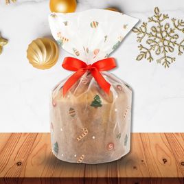 Kit 50 unidades de Sacos Poli Transparente Natal 25x32cm