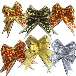 Kit 50 Laço Fácil de Organza com Poliester Coração 30mm x 47cm