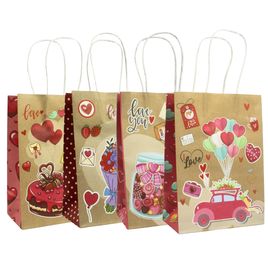 Kit 12 Sacolas de Presente Kraft Love Story 25x18x9cm