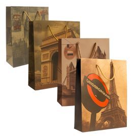 Kit 12 Sacolas de Presente Kraft Viagem sortido 24x18x5cm