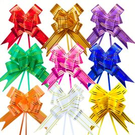 100 peças Laço Fácil com Filete Dourado Tamanho 30mmx48cm