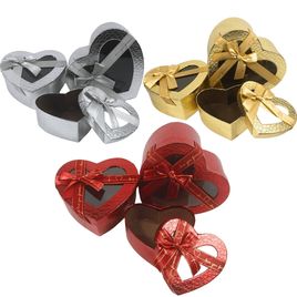 Kit 3 Caixas Coração com Visor Presente Luxo Decorada