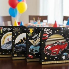 Kit 12 Sacolas de papel Carro de corrida Soritdo 26x32x10cm