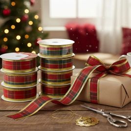 Kit 6 Rolos de Fita Aramado Decorativa Natalina 25mm x 270cm