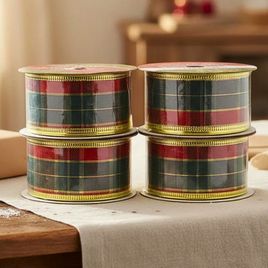 Kit 4 Rolos de Fita Aramado Decorativa Natalina 38mm x 270cm