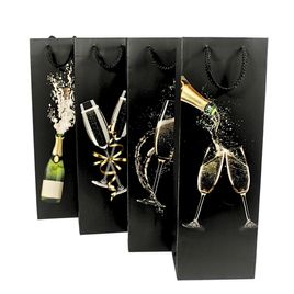 12 Sacolas para Vinho Luxo Estampadas Champagne 12x9x36cm
