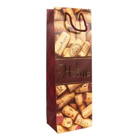 12 Sacola para Garrafa de Vinho Estampa de Rolhas 11x9x36cm