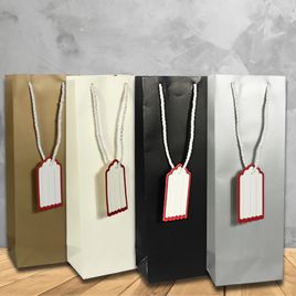 12 Sacolas para Vinho em Papel com Alça de Cordão 11x9x36cm