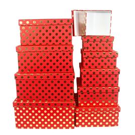 10 Caixas para Presente com Bolinhas Douradas rigido de luxo