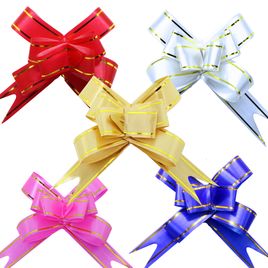 Kit 200 Laços Fácil Com Fio Dourado 18mm X 34cm Sortido